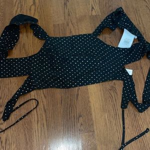 Black crop top with gold stars, size medium